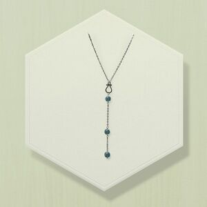 Hand Crafted Silver Lariat Necklace with Teal Beads